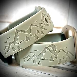 Mountain watch Band Mountain engraved watch Band Outdoor Watch Band Silicone Band Forrest watch band