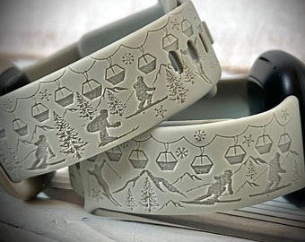 Skiing watch Band ski engraved watch Band Outdoor Watch Band Silicone Band snow watch band