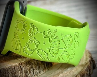 Summer watch band summer Engraved watch Band beach watch Band fun in the sun watch band sun engraved Watch band