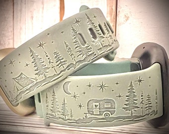 Camping watch Band Camping engraved watch Band Outdoor Watch Band Silicone Band Forrest watch band