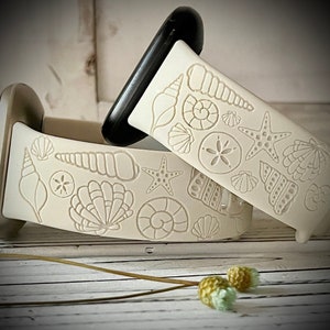Seashell Engraved watch Band Shell watch Band Personalized Watch Band Monogrammed Silicone Band Beach shells watch band