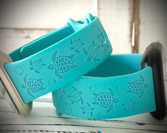 Engraved watch Band turtle Engraved watch Band Personalized Watch Band turtle engraved watch Band Floral watch band