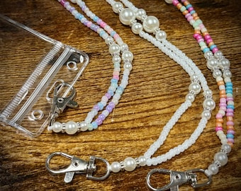 Teacher Lanyard ID lanyard Cruise Lanyard Nurse Lanyard Medical Lanyard Bead Lanyard Pearl Lanyard Teacher Badge Holder ID Badge Holder