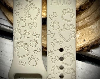 Dog Mom watch Band Dog Engraved watch Band dog paws watch band dog name watch band