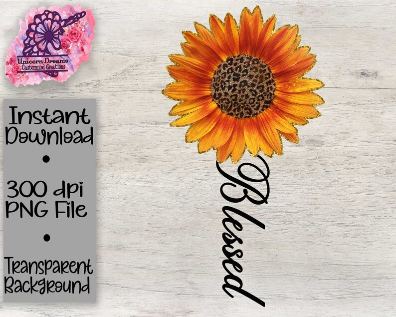 Blessed Sunflower PNG Digital Download - Etsy UK