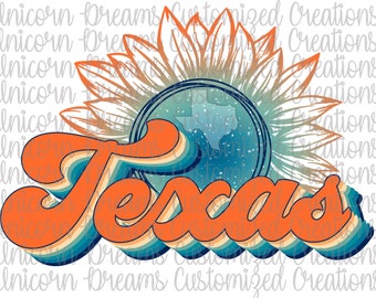 Texas State Sunflower, Vintage Colors PNG Digital Download, Sublimation Design