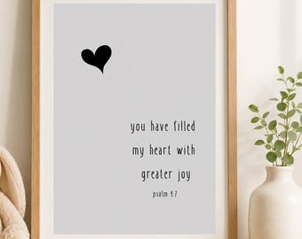 Póster «Has llenado mi corazón de mayor alegría» / Ideas para decorar la habitación infantil / Lámina moderna con versículo bíblico / Decoración cristiana para el hogar