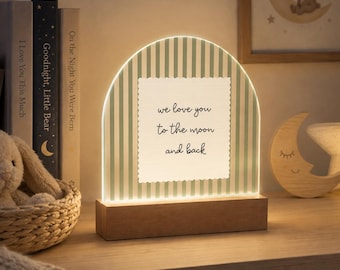 Moon And Back Night Light Plaque / Neutral Baby Shower Gift Idea / Nursery LED Decor / Kids Bedroom Accent