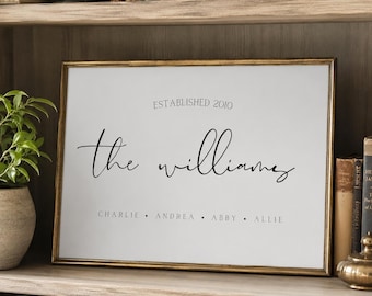 Personalized Family Name Print | Custom Last Name Sign Poster | Established Family Wall Art | Housewarming Gift