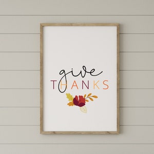 Give Thanks Fall Printable Art: Farmhouse Kitchen Decor (Digital Download)