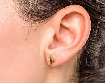 Mini Boucles d’oreilles Gold Cactus Stud | Boucles d’oreilles Tiny Cactus Post