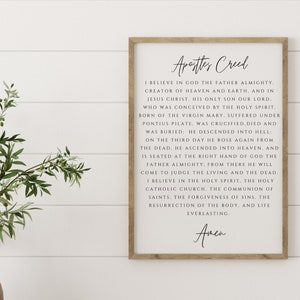 The Apostles Creed Print | Printable Wall Art | Dining Room Scripture Sign | Scripture Wall Art | Farmhouse Decor | Bible Verse Sign