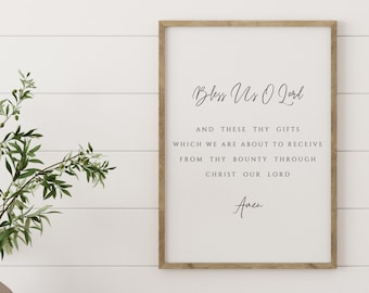 Bless Us O Lord Prayer Printable Wall Art | Dining Room Scripture Sign | Table Blessing Print | Farmhouse Decor, Divine Blessing
