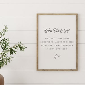Bless Us O Lord Prayer Printable Wall Art | Dining Room Scripture Sign | Table Blessing Print | Farmhouse Decor, Divine Blessing