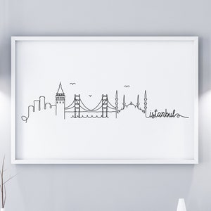 Istanbul Skyline Art Print: Modern Line Art Poster (Digital Download)