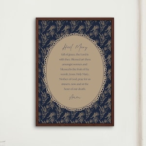 Hail Mary Prayer Printable | Catholic Wall Art | Digital Download | Christian Home Decor | Marian Art | 11x14 Scripture Print