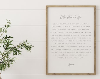 Tatalo a le Alii The Lord's Prayer in Samoan | Our Father Prayer Printable | Scripture Poster | Scripture Wall Art | Bible Verse Sign