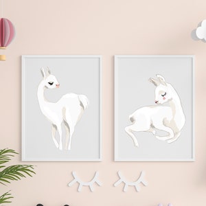 Llama Print Set of 2 | Llama Wall Art | Bedroom Decor | Girls Room | Llama Art Prints | Llama Nursery | Llama Set of Two Printables