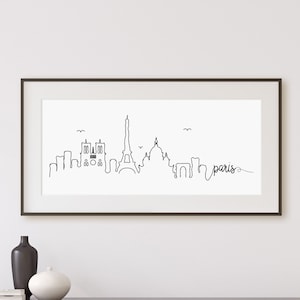 Paris Skyline Line Art Print: Modern Cityscape (Digital Download)