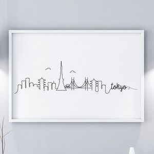 Tokyo Skyline Printable Poster City Skyline Art Tokyo Japan Silhouette ...