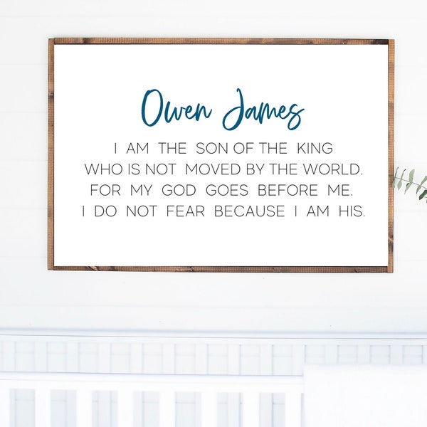 I am the Son of a King Sign | Inspirational Boys Room Decor | Boys Name Print | Bible Verse Print for Boys | Boys Room Wall Decor