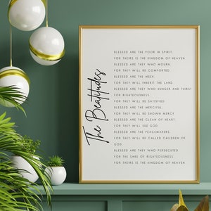 The Beatitudes Printable Wall Art Matthew 5:3-10 | Christian Blessings Wall Art | Bible Verse Wall Art | Download