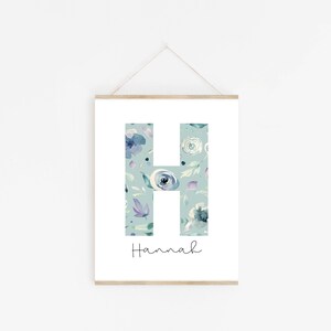 Floral Nursery Decor | Girl Nursery Decor | Baby Girl Name | Monogram Print | Initial Letter Print, Floral Monogram Print, Nursery Wall Art