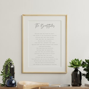 The Beatitudes Printable Wall Art Matthew 5:3-10 | Christian Blessings Wall Art |  Bible Verse Wall Art | Download