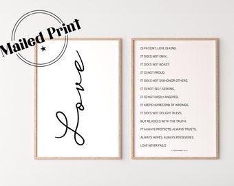 Love Is Patient Love is Kind Poster Set | Master Bedroom Wall Art | 1 Corinthians 13 | Bible Verse Wall Art | Guest Bedroom Decor