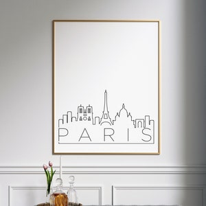 Paris Skyline Art Print: Modern Continuous Line Drawing (Digital Download)