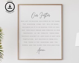 The Lord’s Prayer Wall Art Printable, Our Father Digital Download, Bible Verse Decor, Faith  Home Print, Modern Christian Farmhouse Decor