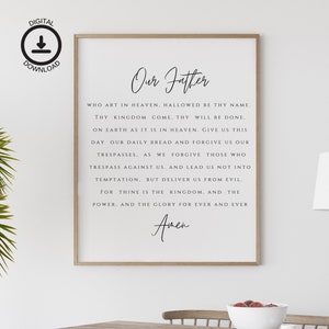 The Lord’s Prayer Wall Art Printable, Our Father Digital Download, Bible Verse Decor, Faith  Home Print, Modern Christian Farmhouse Decor