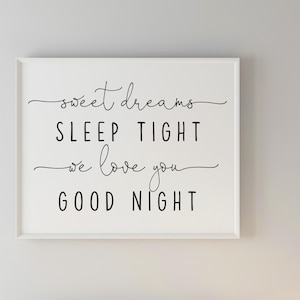 Sweet Dreams Sleep Tight Sign | Nursery Room Sign | Nursery Decor | Nursery Wall Decor | Nursery Sign | Sign Above Crib | Printable Wall Art