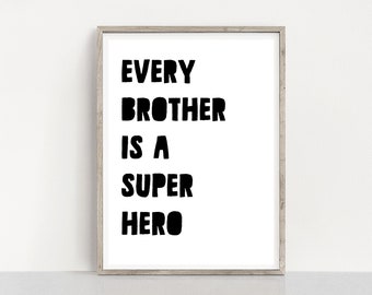 Superhero Poster Print | Every Brother Is A Superhero | Boys Room Print | Printable Wall Art | Playroom Print | Superhero Decor | Kids Room