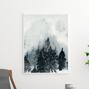 Watercolor Art Evergreen Tree Print | Watercolor Painting Printable | Nature Landscape Art, Forest Print | Adventure, Watercolor Pine Trees