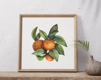 Watercolor Oranges Print, Citrus Wall Art, Tropical Fruit Art Print, Watercolor Citrus Print, Oranges Wall Art, Printable Wall Art