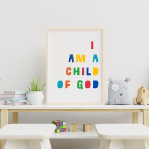 I Am A Child Of God Print | Christian Art | Nursery Print | Kids Room Print | Primary Colors | Nursery Wall Art | Nursery Wall Decor |