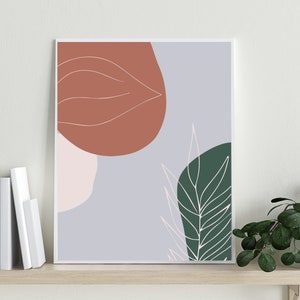 Abstract Botanical Art Print | Printable Wall Art | Random Shapes Art Print | Blobs of Color Poster | Printable Modern Art | Leaves Pattern