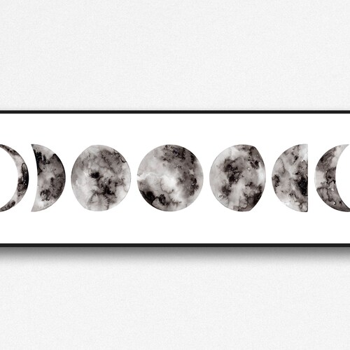 Phases of the Moon Watercolor Printable Bedroom Wall Decor Etsy