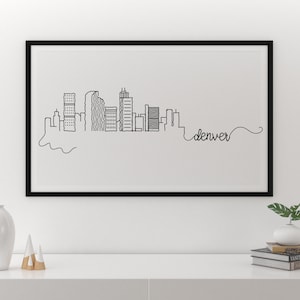 Denver Skyline Printable Poster | City Skyline Art | Denver Colorado Decor | Modern Line Art