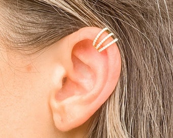 Minimalist Triple Band 925 Silver Ear Cuff - No Piercing