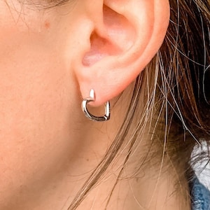 Heart Huggie Earring, Heart Hoop Huggie Earring, Love Hoop Earring, Minimal Dainty Huggie, Cute Hoop Earring, Drop Earring