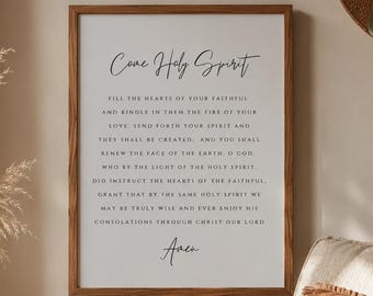 Come Holy Spirit Prayer Print / Catholic Wall Art Poster / Confirmation Gift / Christian Home Decor Print