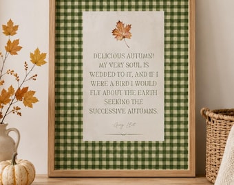 Delicious Autumn Print for Classic Literature Fans / George Eliot Quote / Fall Watercolor Cottagecore Decor