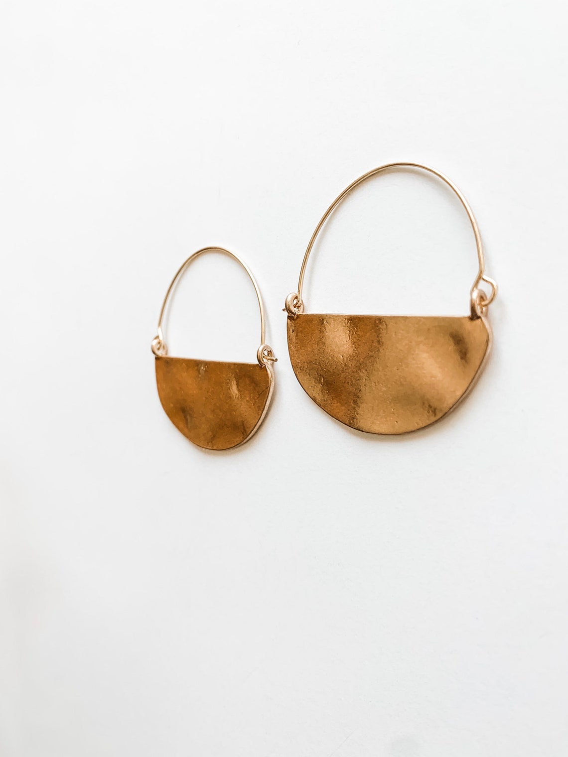 Gold Half Moon Hoop Earrings Modern Statement Earrings Etsy