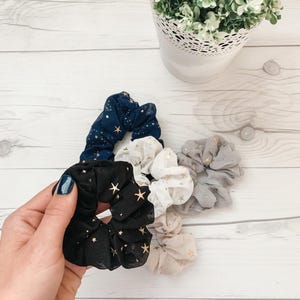 Star Scrunchies | Gold Star Scrunchie | Chiffon Scrunchie | Star Scrunchie | Celestial Scrunchie | Gifts for Her | Neutral Scrunchies