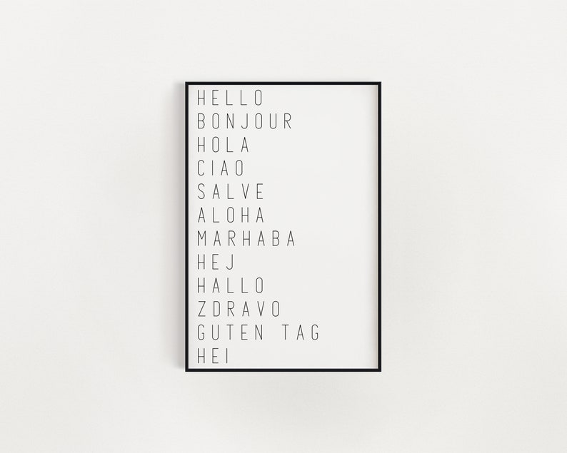 Hello in Different Languages Print Dorm Wall Art Etsy