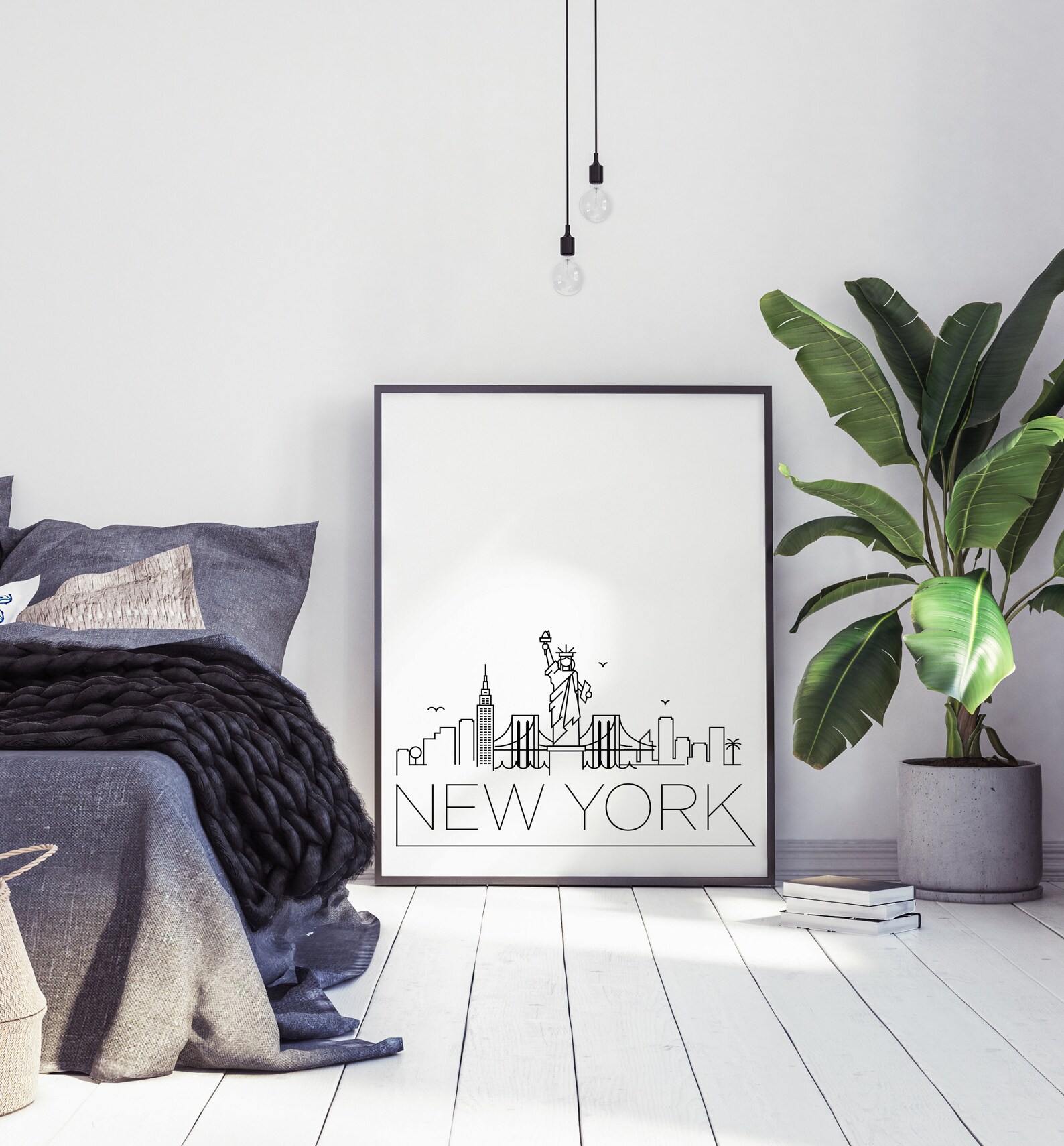 New York Skyline Printable Poster City Skyline Art Etsy