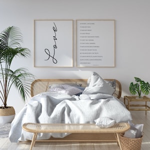 Modern Master Bedroom Set, Love Is Patient, Love Is Kind | Master Bedroom Scripture Decor, Customizable Christian Wall Art, 1 Corinthians 13