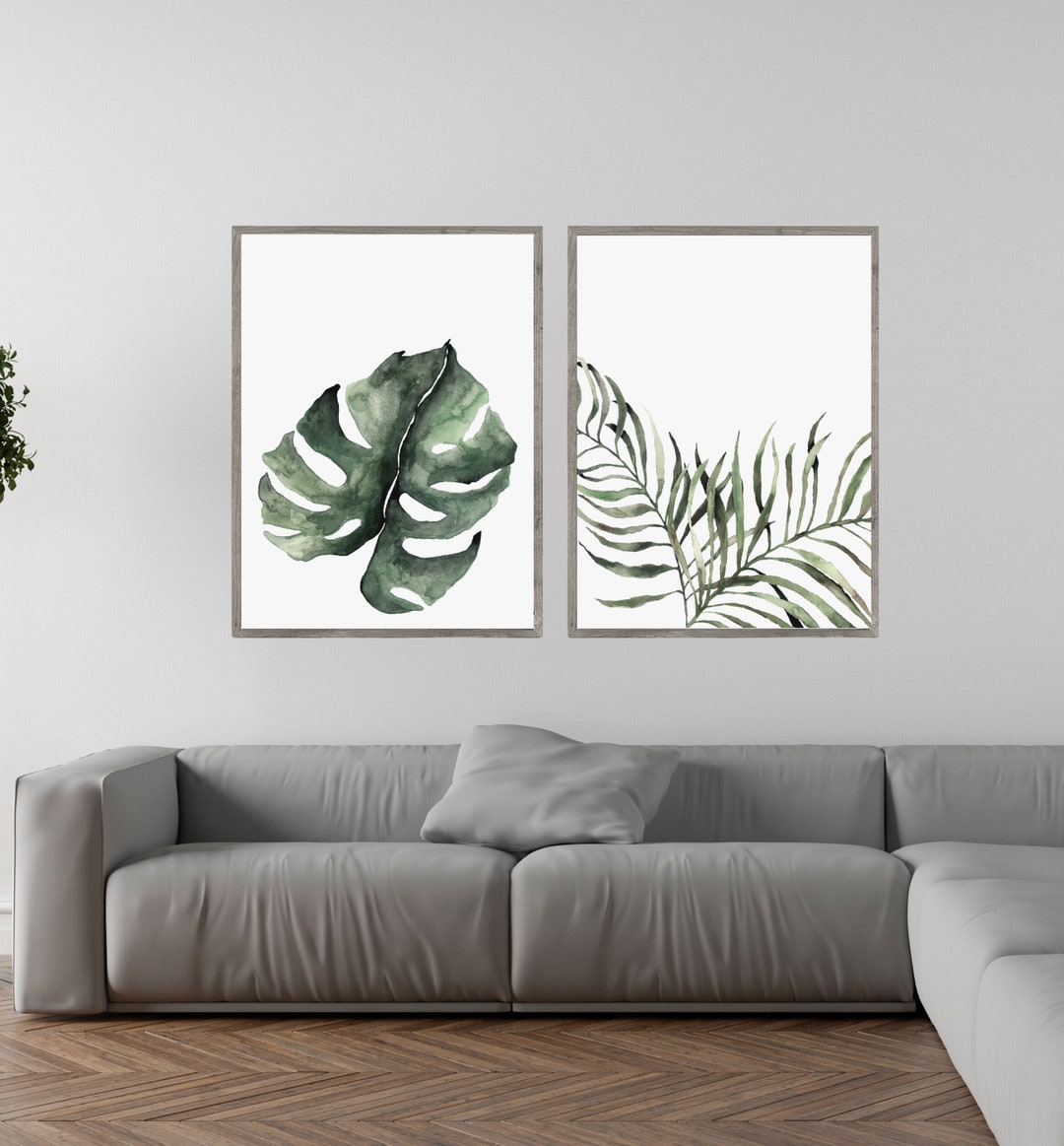 Set of Prints, Tropical Leaf Print, Palm Leaf Wall Art, Monstera Print ...